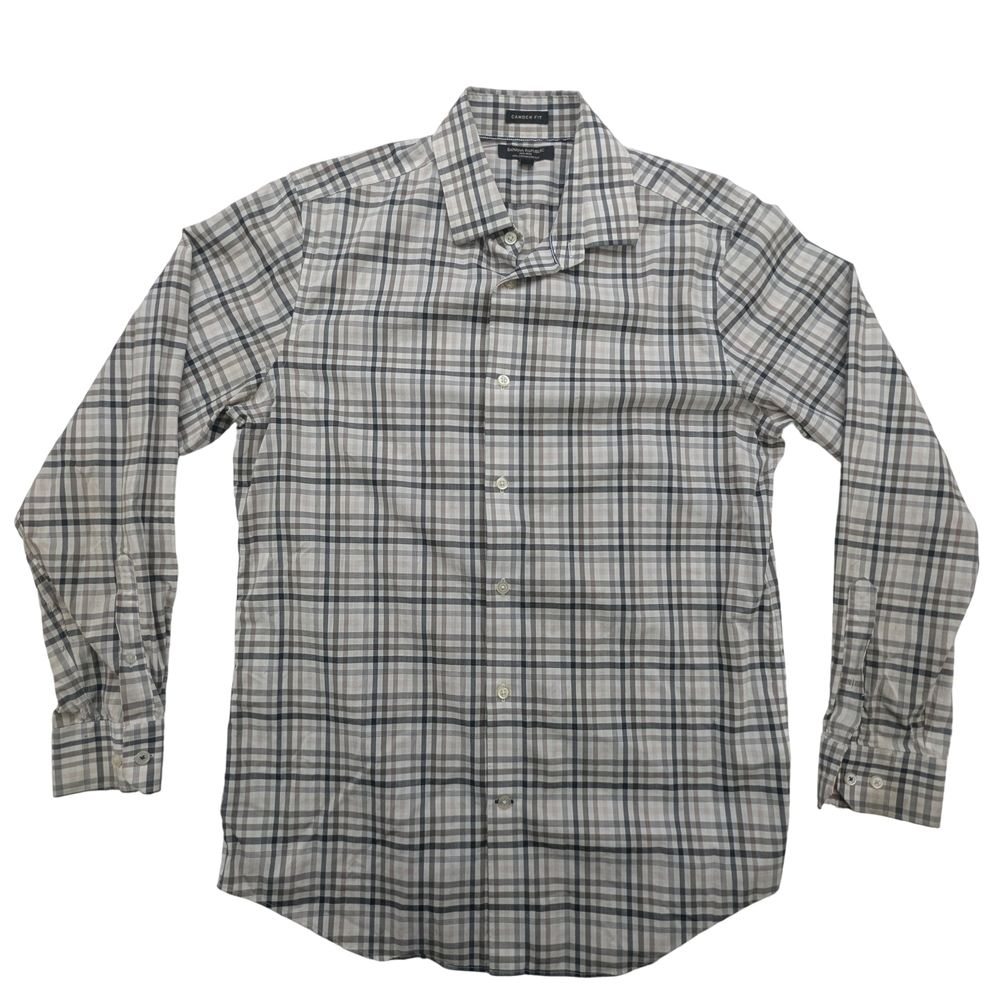 Banana Republic Shirt Mens Medium Camden Fit Plaid Long Sleeve Non-Iron Stretch